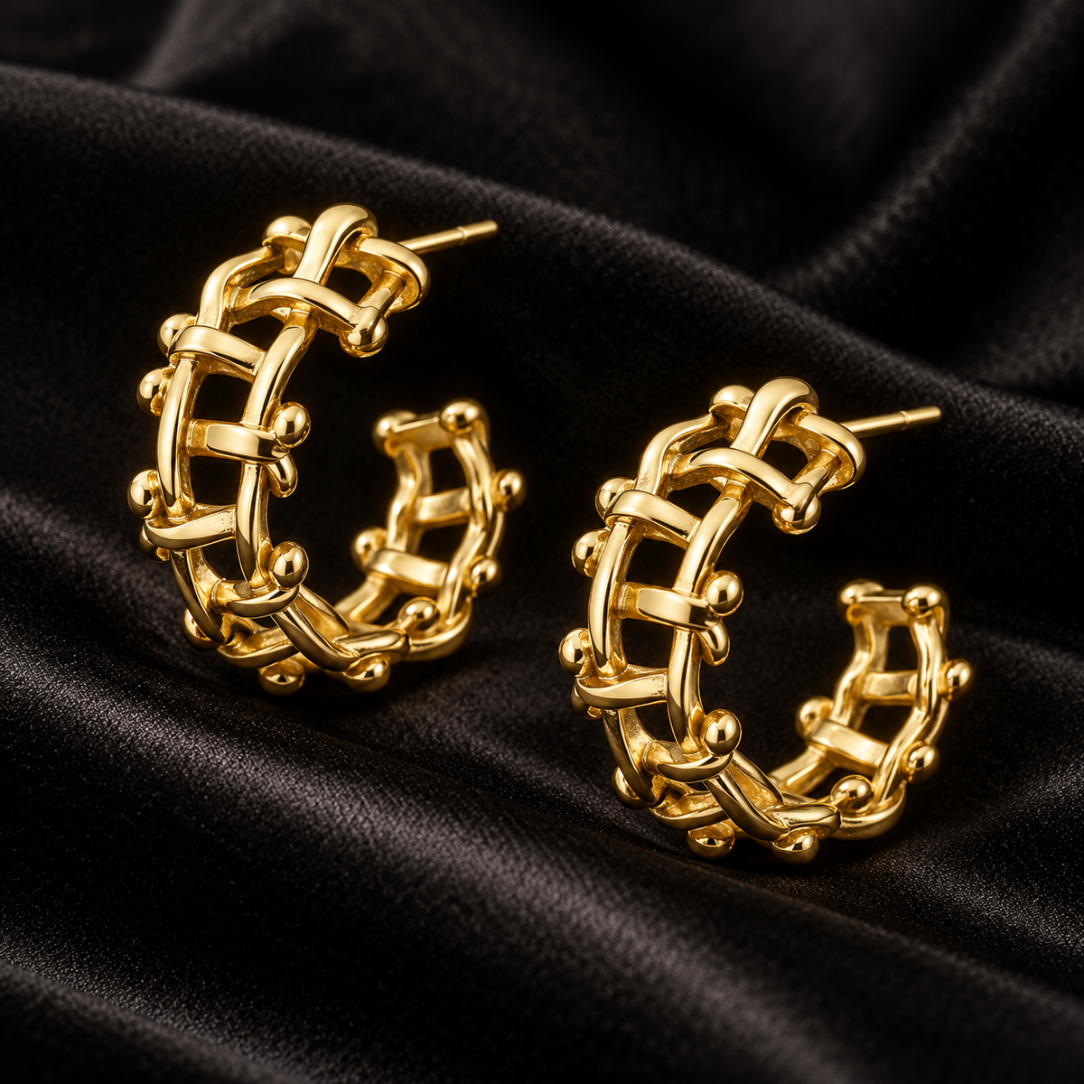 Gold Braided Hoop Earring