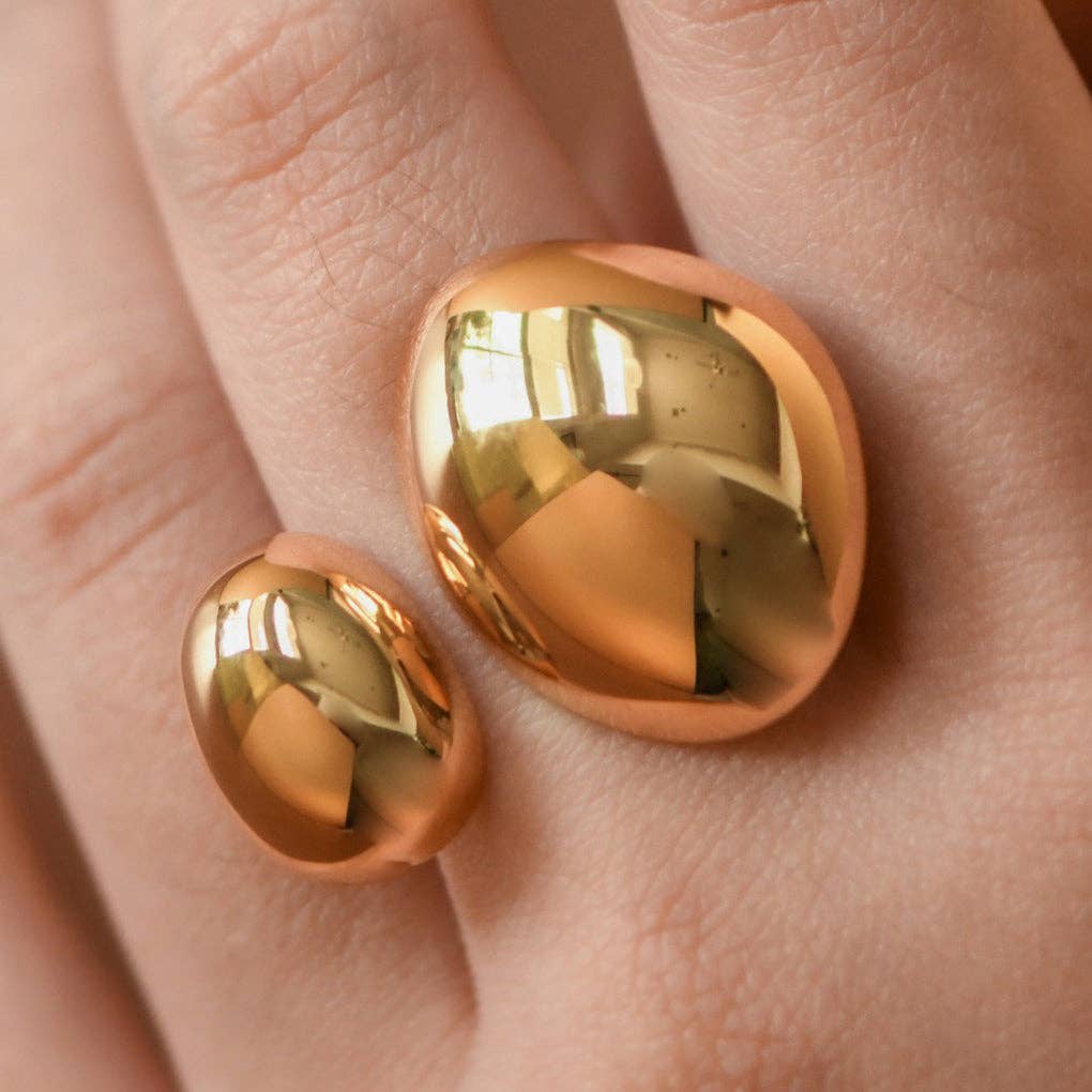 18K Gold Plated Waterproof Stainless Steel Ring - 7962