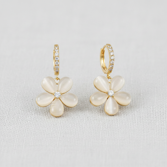 Cat Eye Bow Pearl Earrings