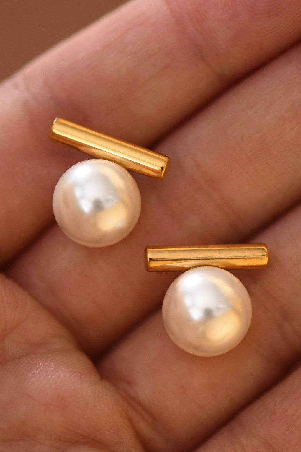 18K Gold Plated Waterproof Stainless Steel Stud Earrings - 7769