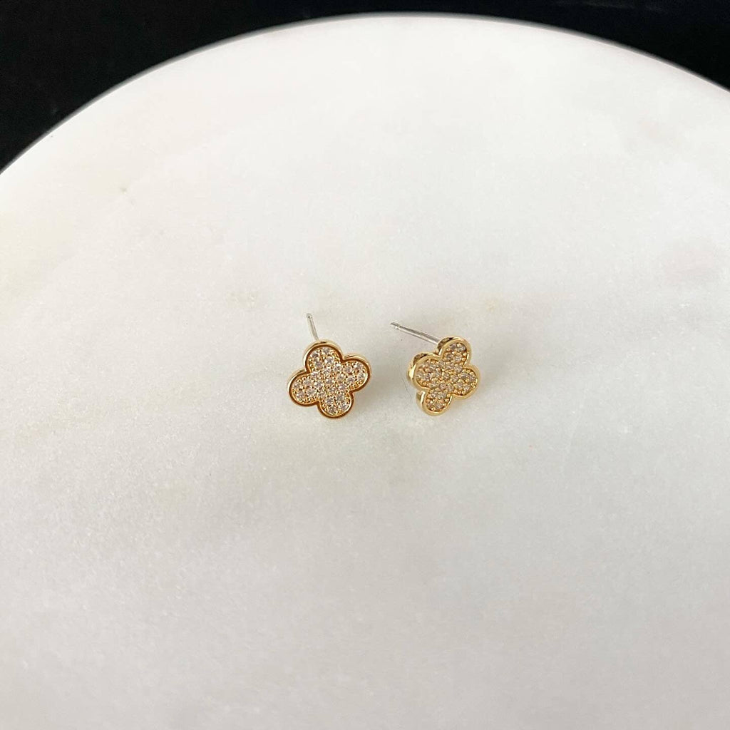 Lune Blanche · Pavé All-Around Clover Leaf Earrings