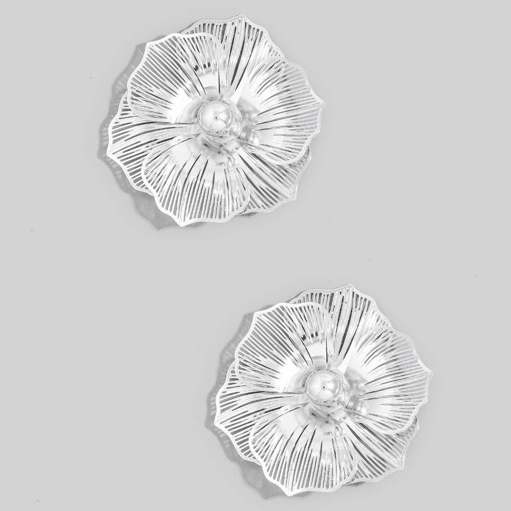Large Gold Flower Stud Earrings