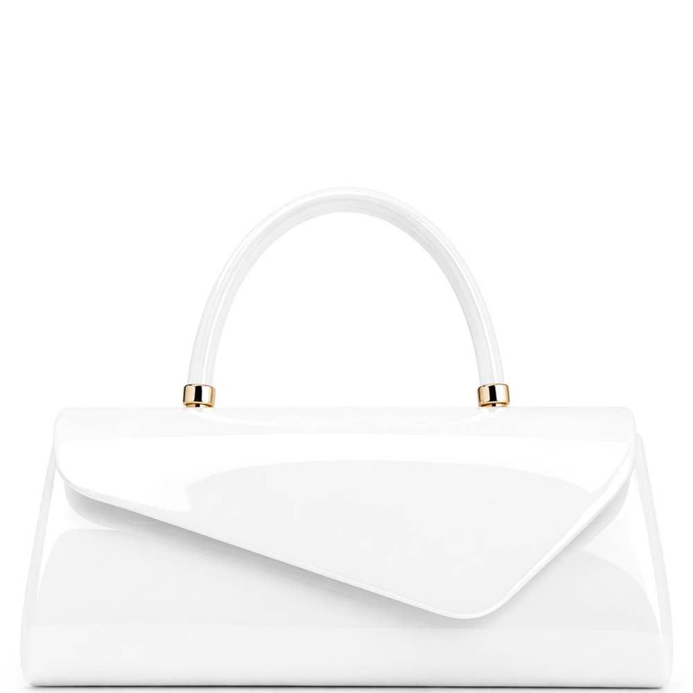 GLOSSY TEXTURED HANDLE EVENING CLUTCH BAG, LVBA 0442