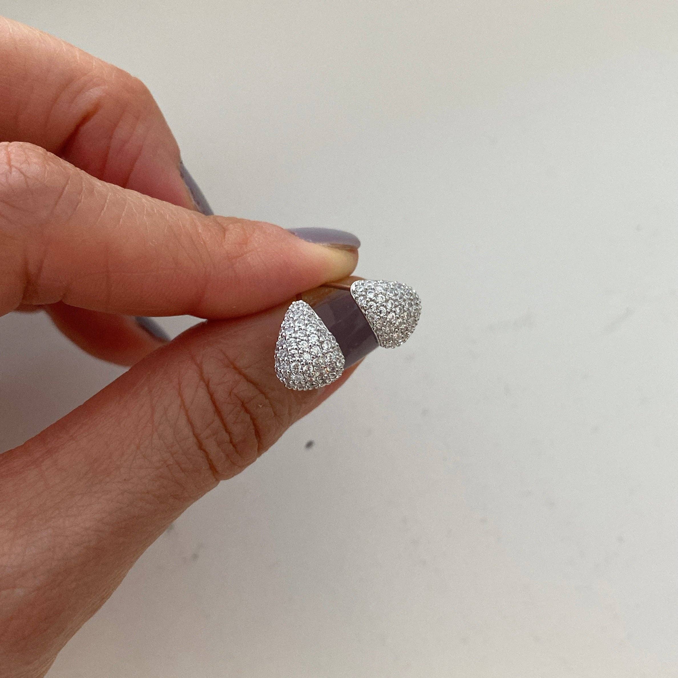 Lune Blanche · Pavé Mini Teardrop Earrings