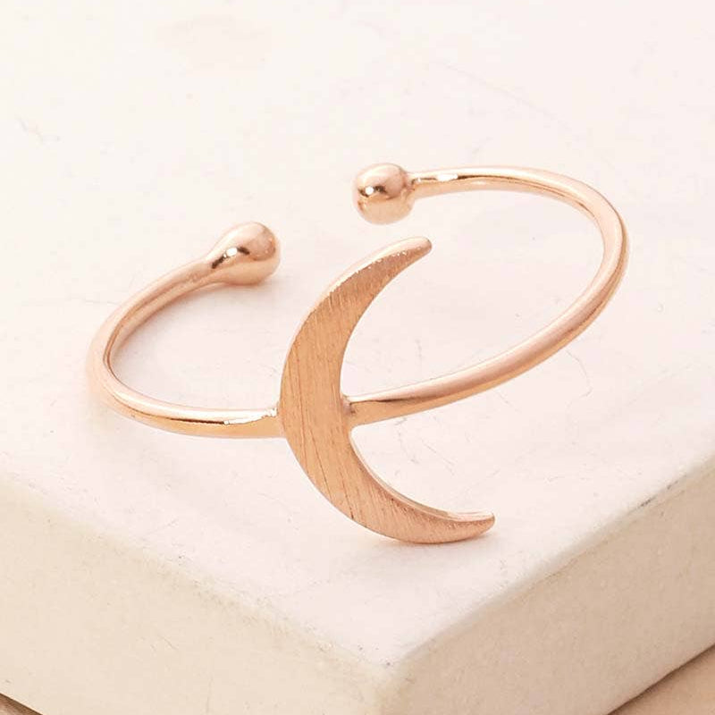 Lune Blanche · Gold Dipped Delicate Moon Crescent Ring