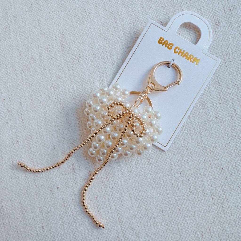 Lune Blanche · Pearl Heart Bow Bag Charm