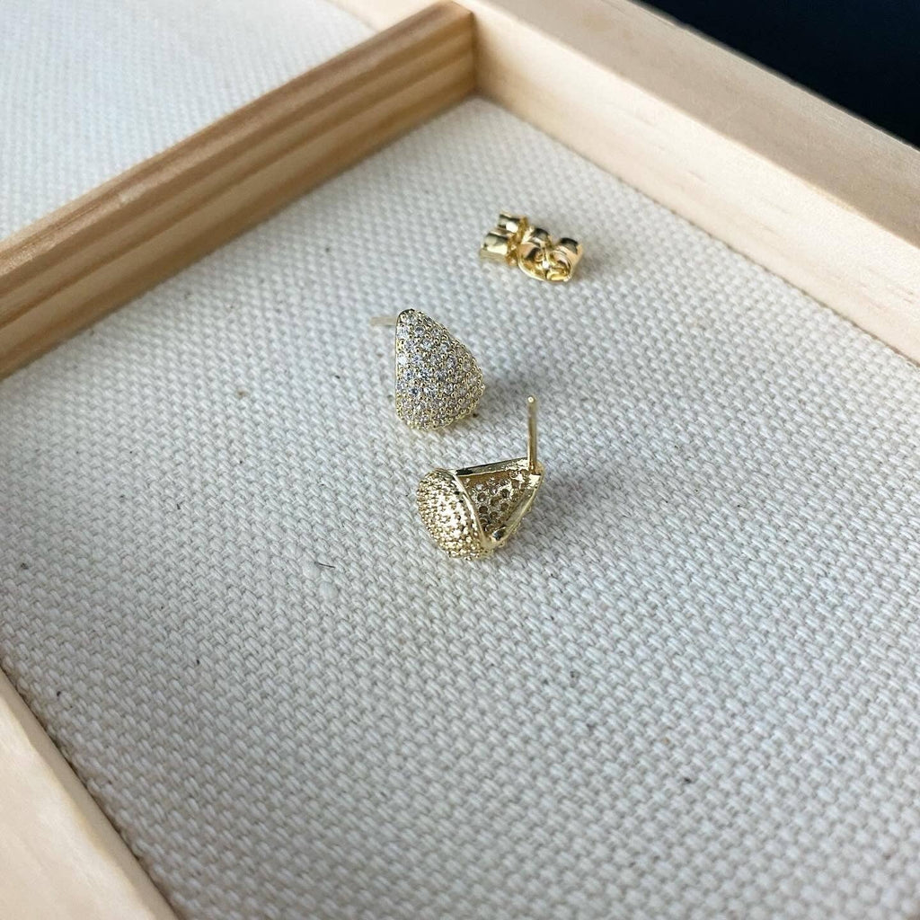 Lune Blanche · Pavé Mini Teardrop Earrings