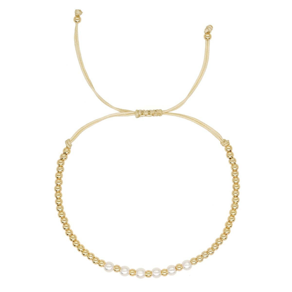 Lune Blanche · Pearl & Gold Beaded Bracelet