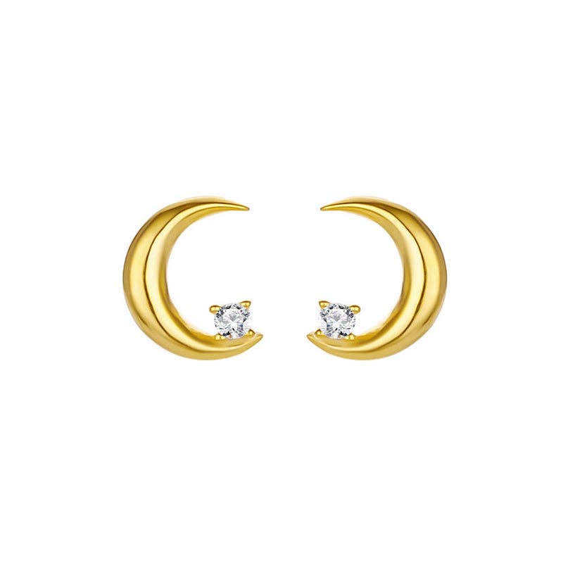 Lune Blanche · Tiny Crescent Moon Stud Earrings