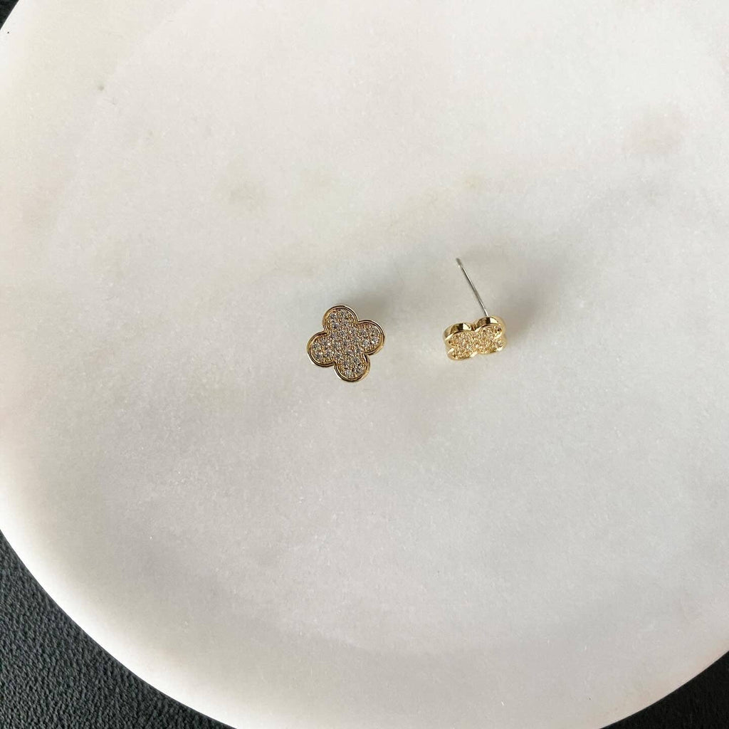 Lune Blanche · Pavé All-Around Clover Leaf Earrings