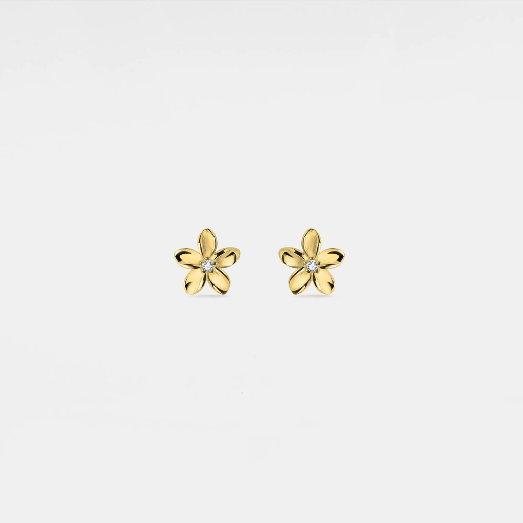 Lune Blanche · Tiny Golden Flower Stud Earrings