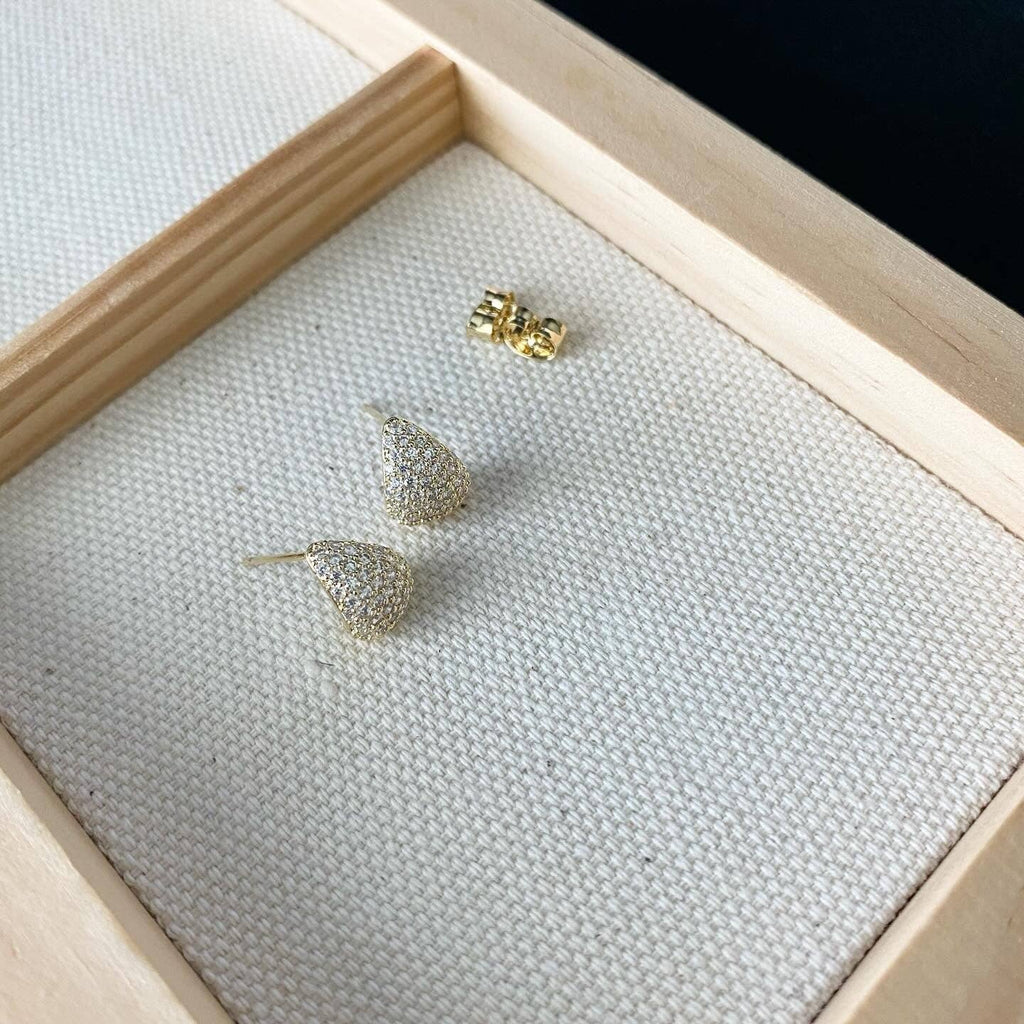 Lune Blanche · Pavé Mini Teardrop Earrings