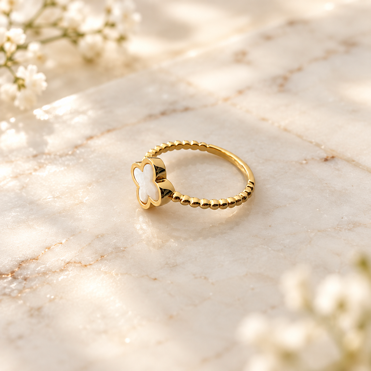 Gold-Tone Clover Ring