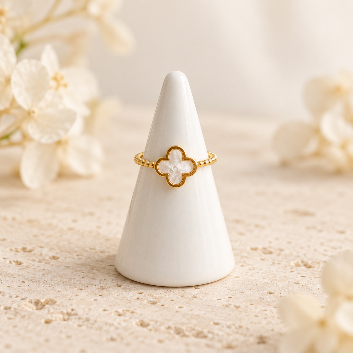 Gold-Tone Clover Ring