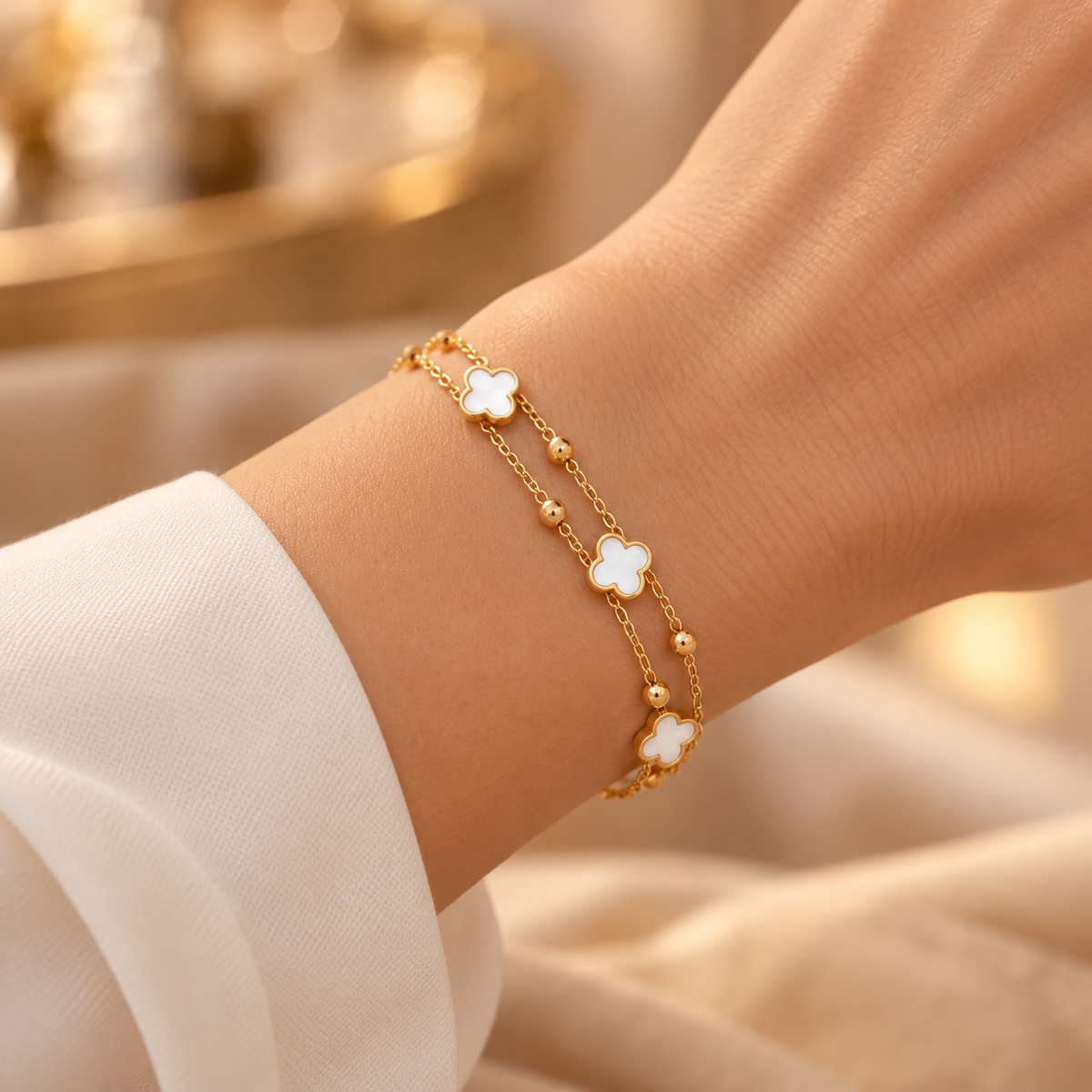 Trèfle Blanc Bracelet