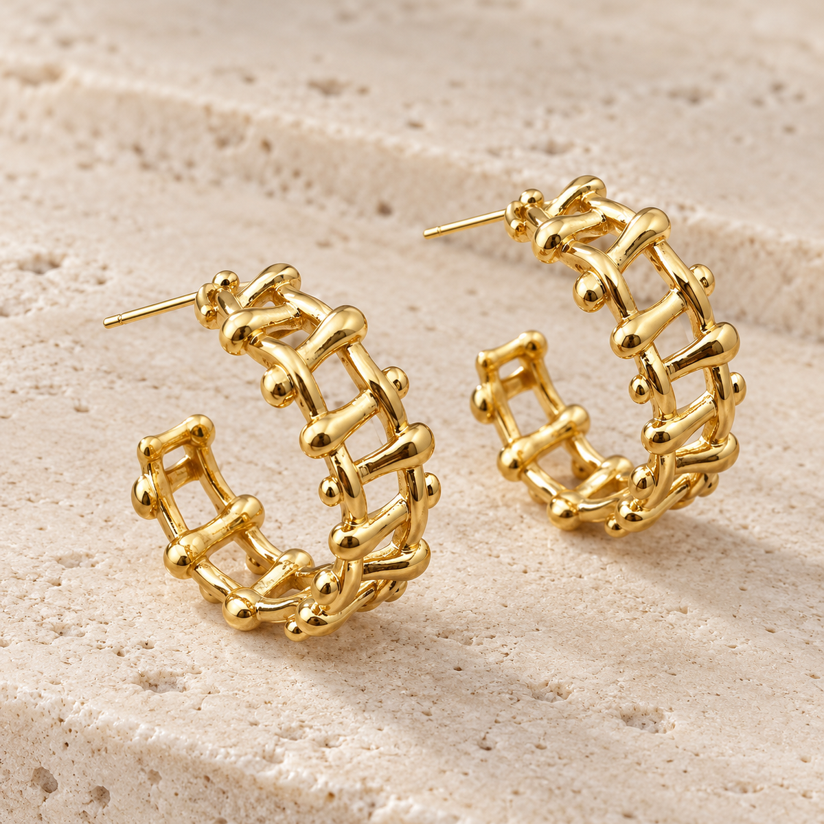 Gold Braided Hoop Earring