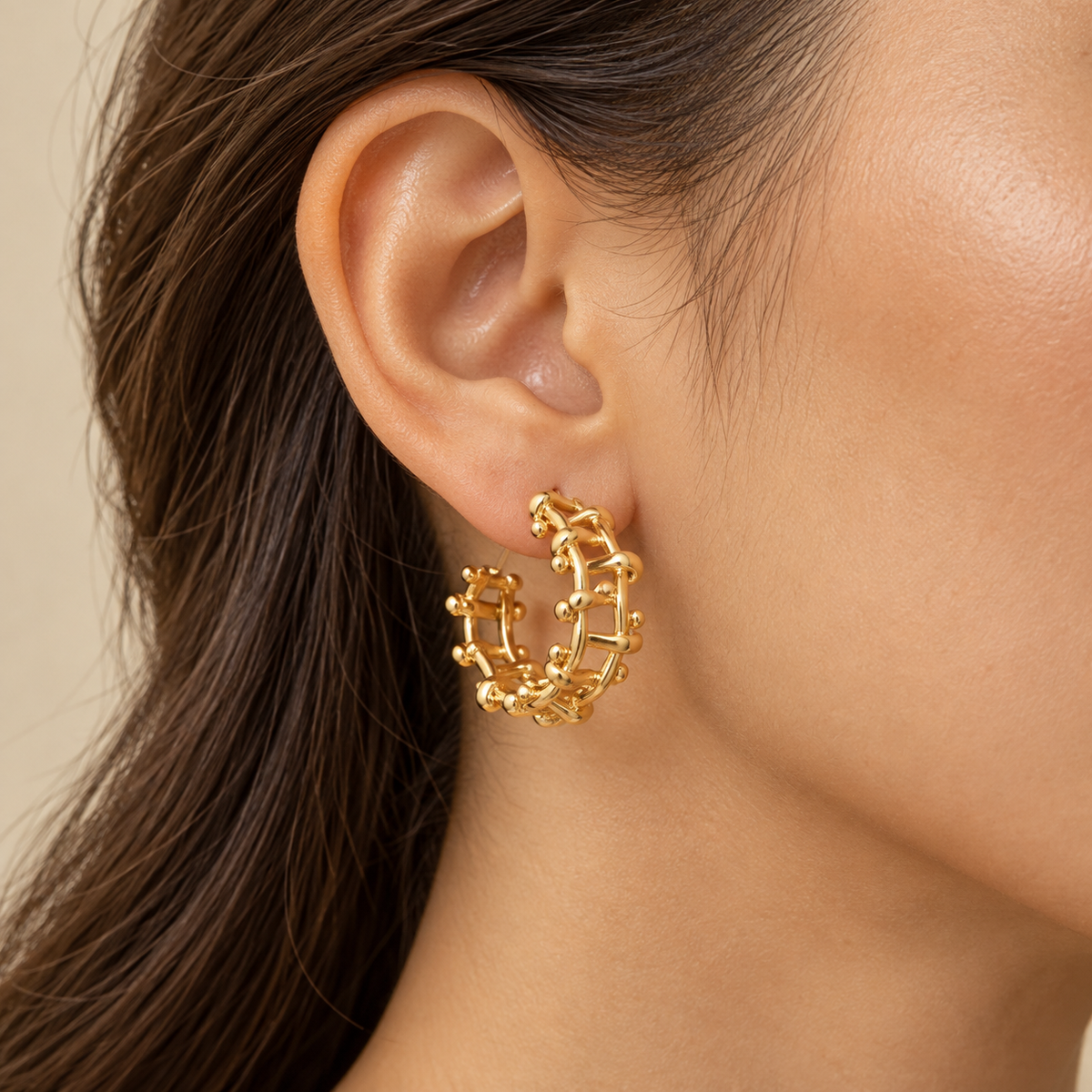 Gold Braided Hoop Earring