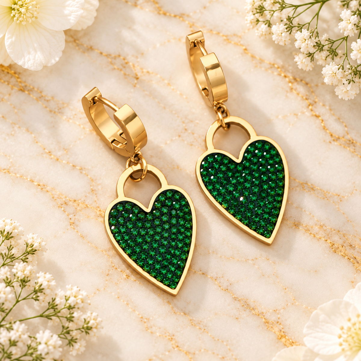 Coeur Émeraude Earrings