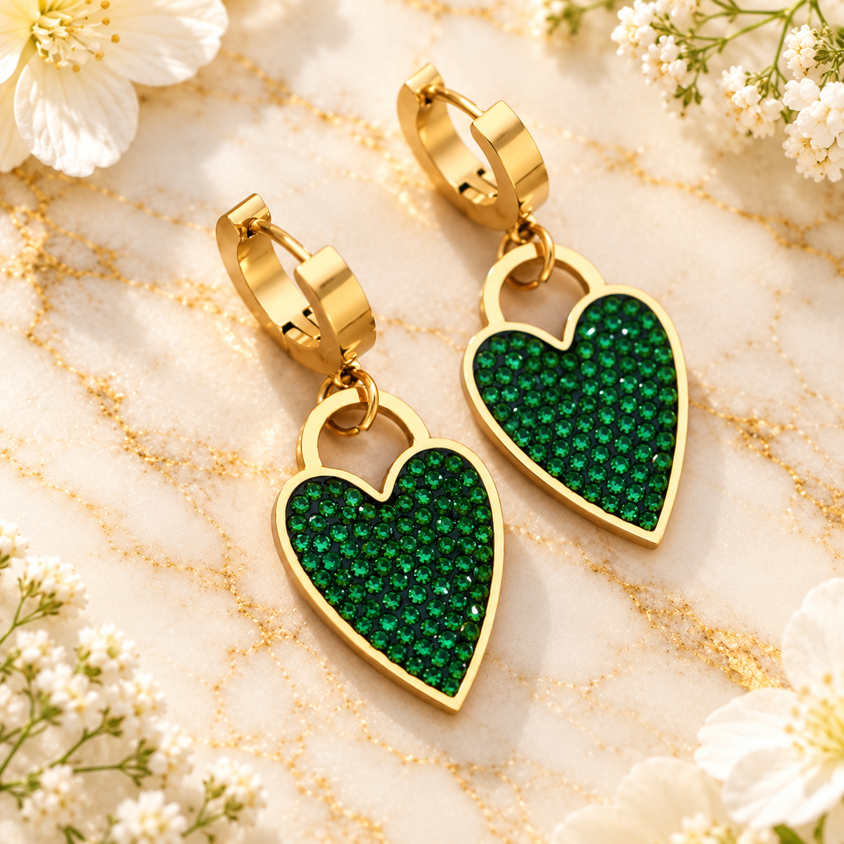 Coeur Émeraude Earrings