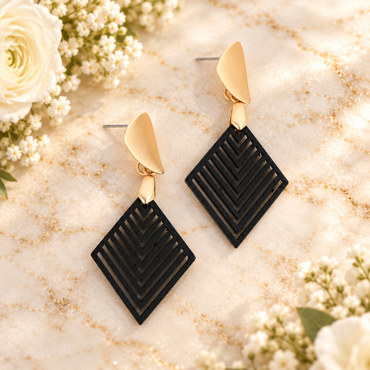 Boucles Noir Géométrique