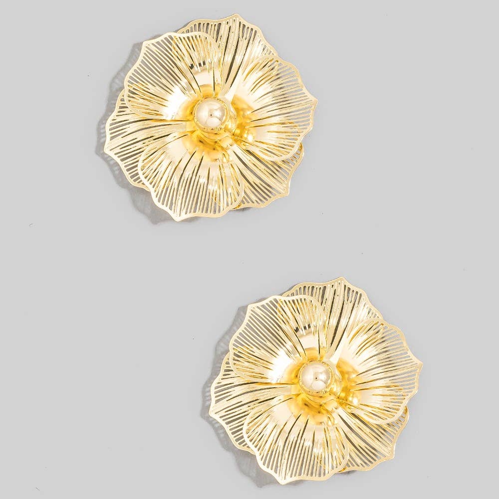 Large Gold Flower Stud Earrings