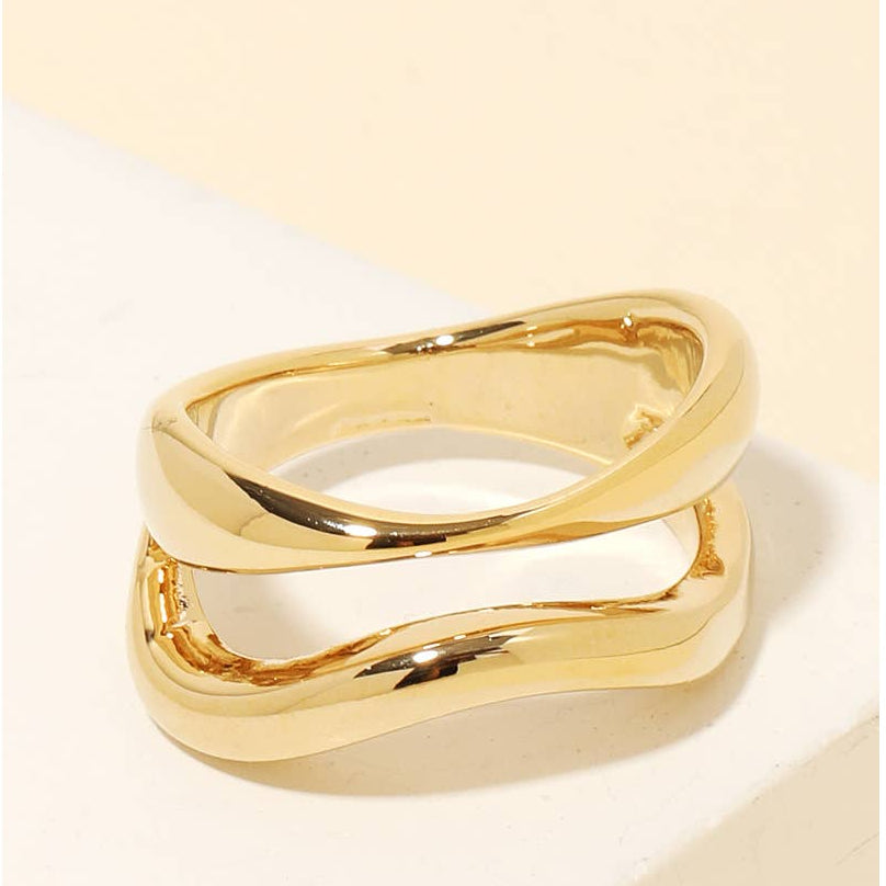 Lune Blanche · Warped Metallic Double Line Ring