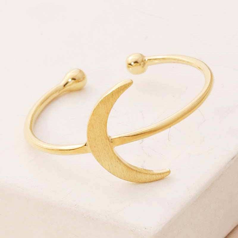 Lune Blanche · Gold Dipped Delicate Moon Crescent Ring