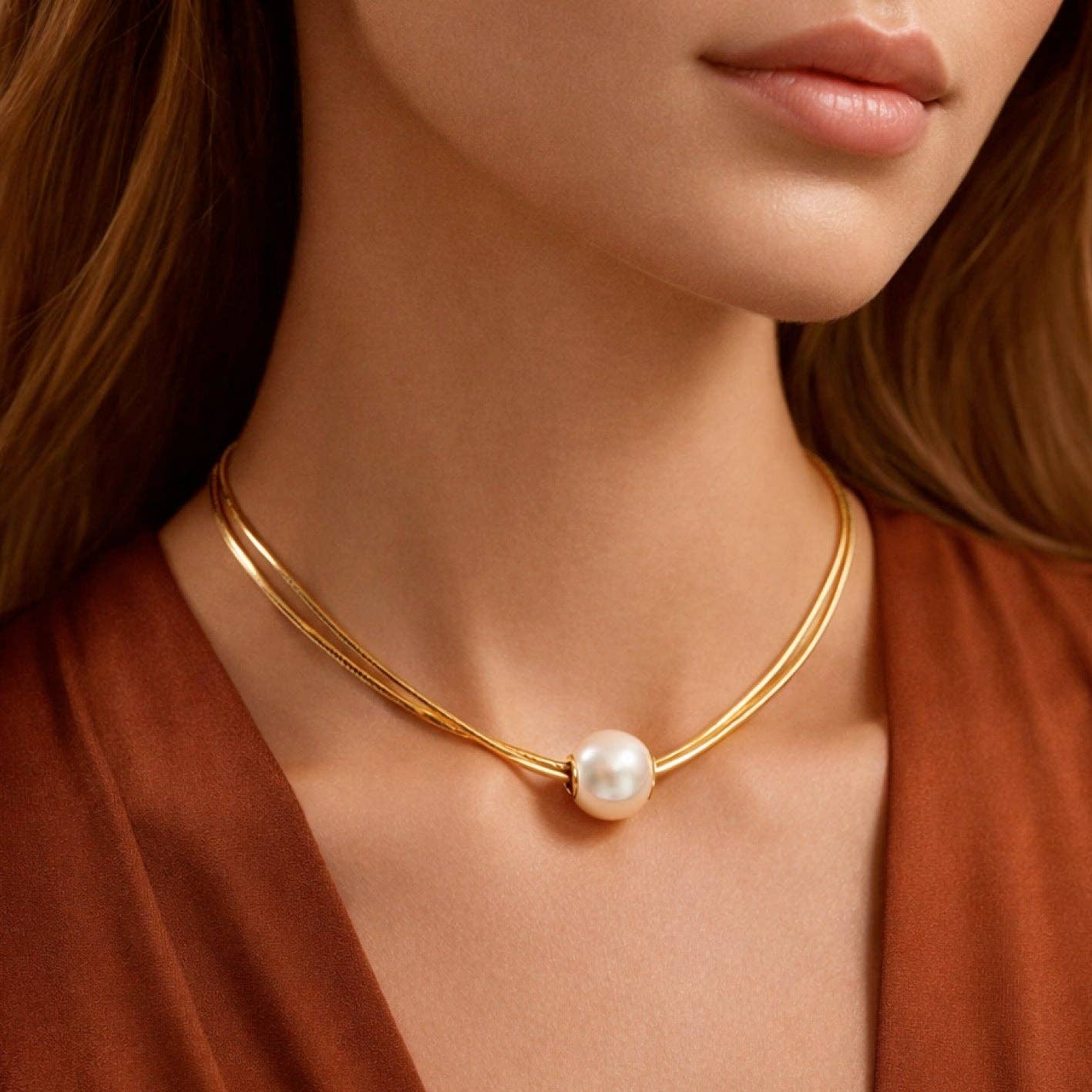 18K Gold Plated Waterproof Stainless Steel Chain Necklace - 7761