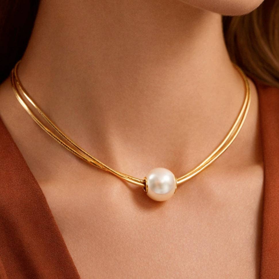18K Gold Plated Waterproof Stainless Steel Chain Necklace - 7761