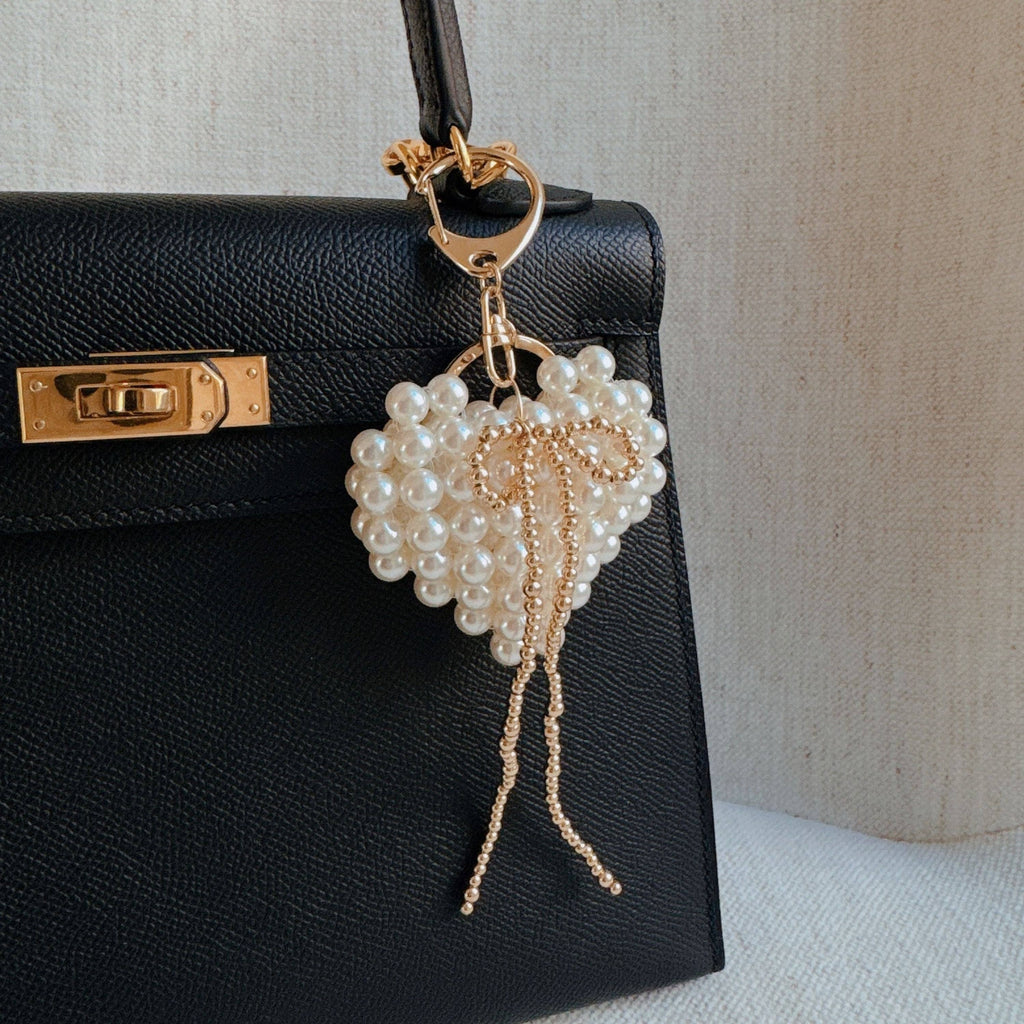 Lune Blanche · Pearl Heart Bow Bag Charm