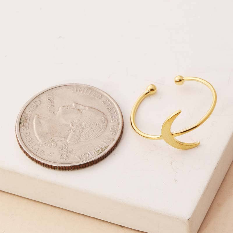 Lune Blanche · Gold Dipped Delicate Moon Crescent Ring