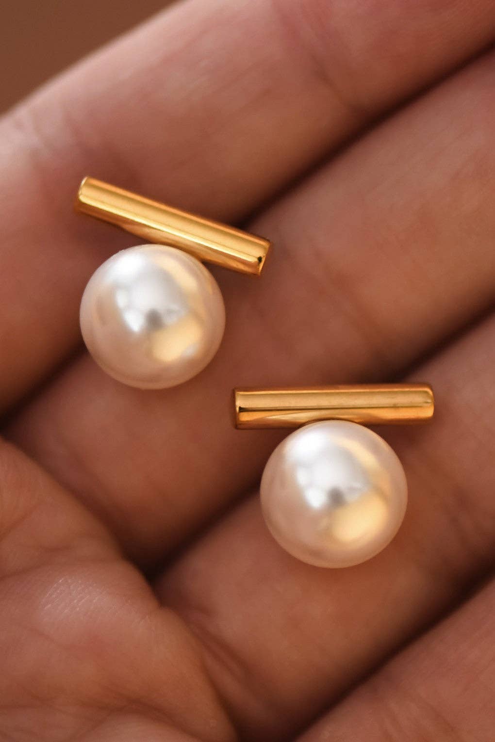 18K Gold Plated Waterproof Stainless Steel Stud Earrings - 7769