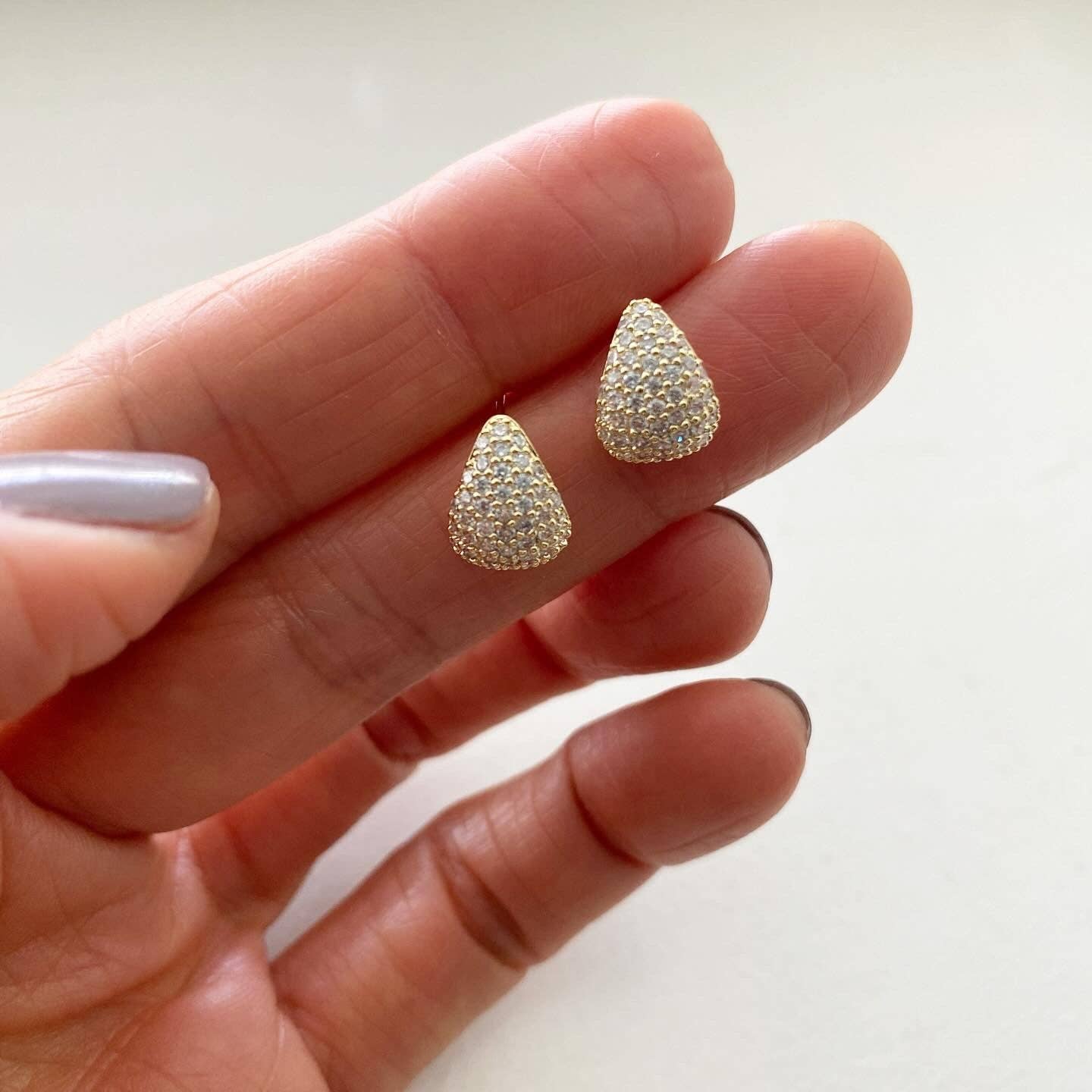 Lune Blanche · Pavé Mini Teardrop Earrings