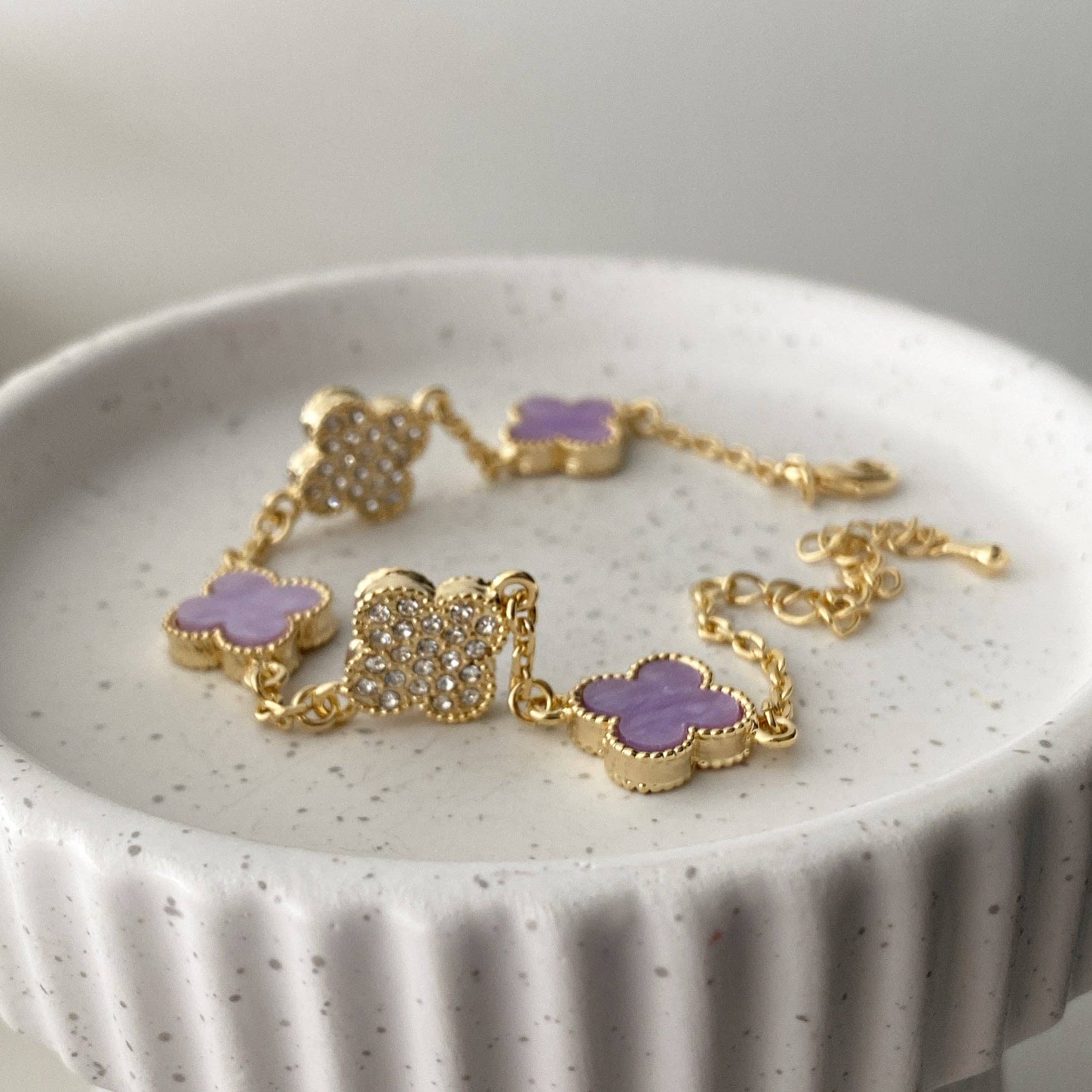 Lune Blanche · Clover Leaf Pavé Mix Bracelet